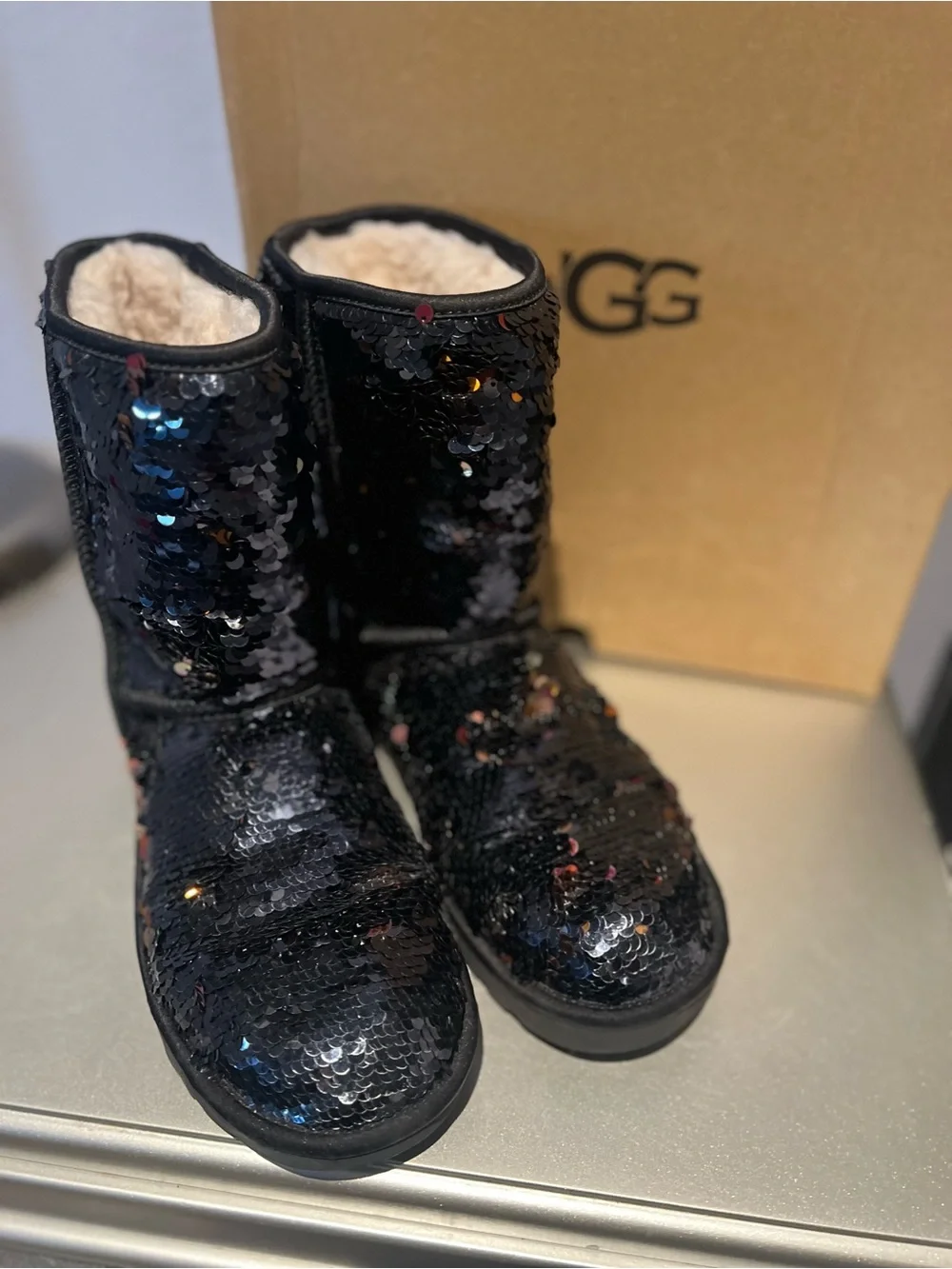 UGG Black Sequin Mid-Calf Girls' Boot